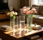 Glass Cylinder Vases, Set of 7, 10 Inch Tall – for Flowers or Candle Holders, Table Centrepieces
