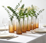 Glass Bud Vases, Set of 12, Diamond Shape, Gradient Amber – for Weddings or Gift