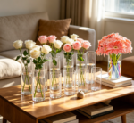 Glass Cylinder Vases, Set of 12, Iridescent, 6 Inch Tall – for Weddings or Indoor Home